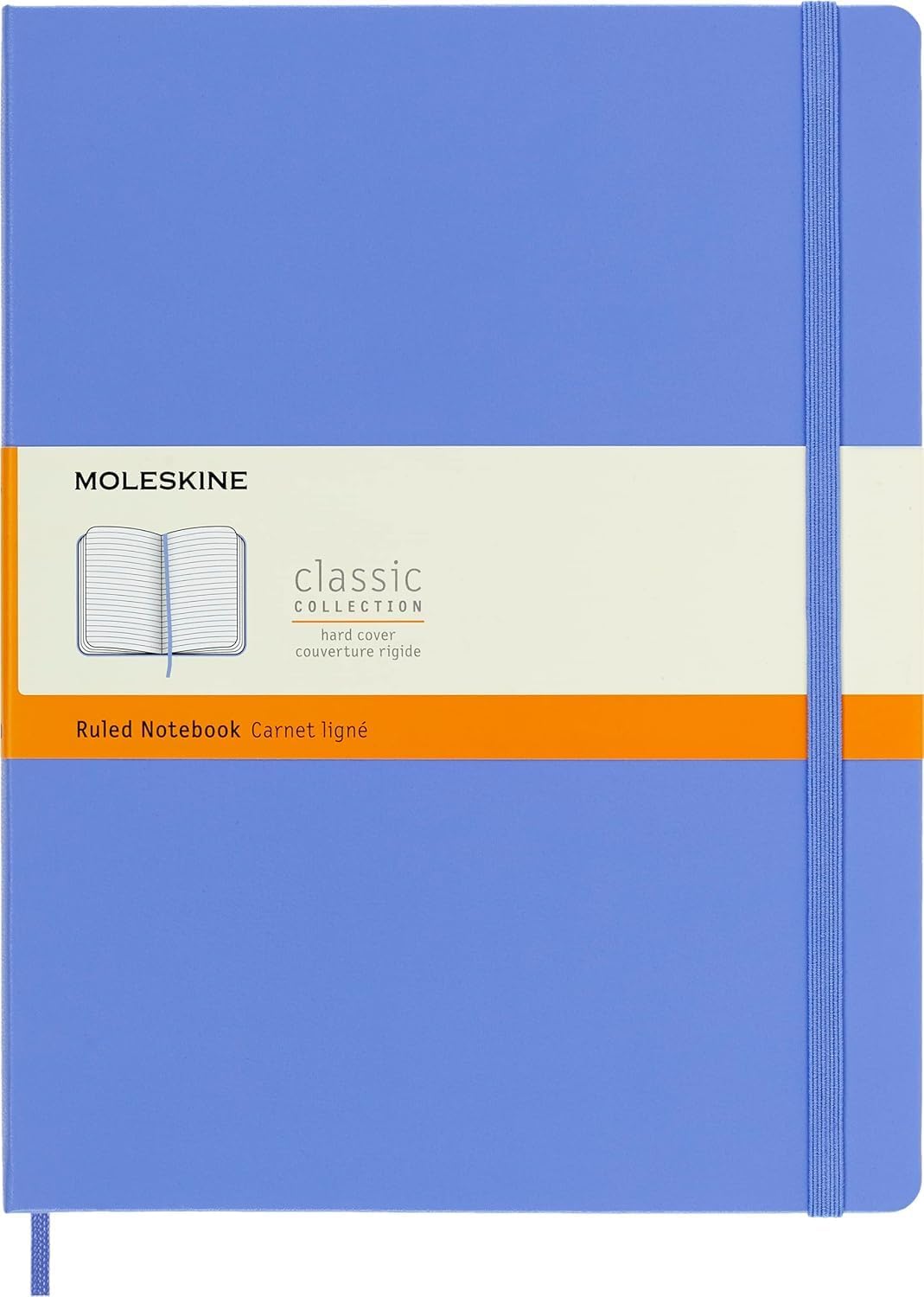 Detalle de Moleskine Classic Notebook XL A4+: Taccuino a Righe con Copertina Rigida Blu Ortensia
