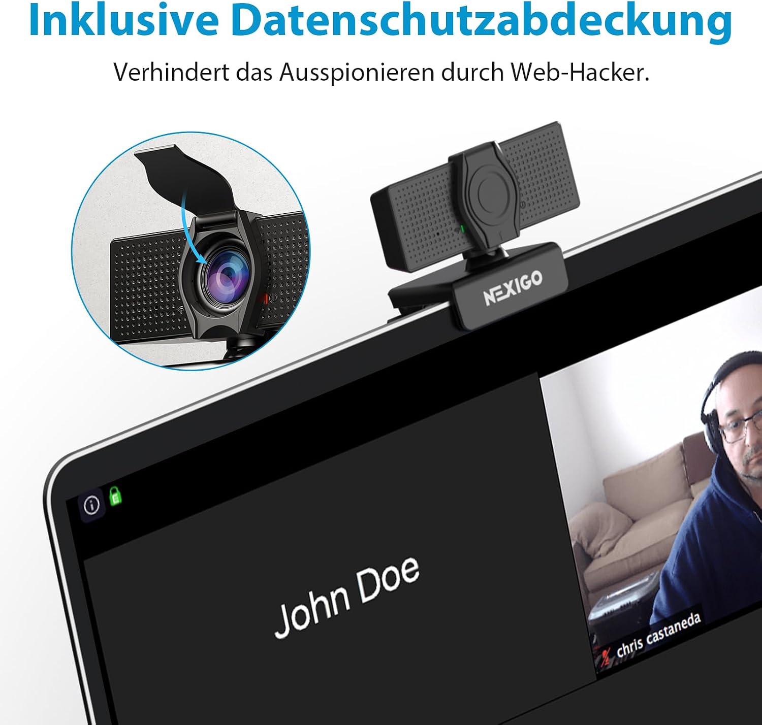 Detalle de NexiGo N60 1080P Webcam mit Mikrofon