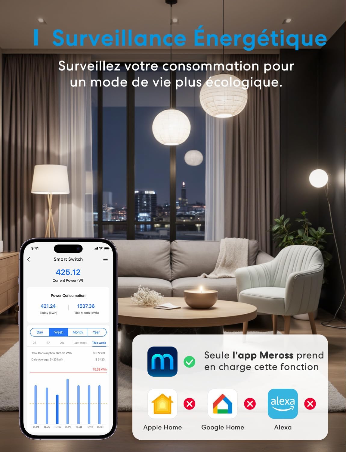 Detalle 2 de Meross MSS815 Interrupteur Matter 1 voie
