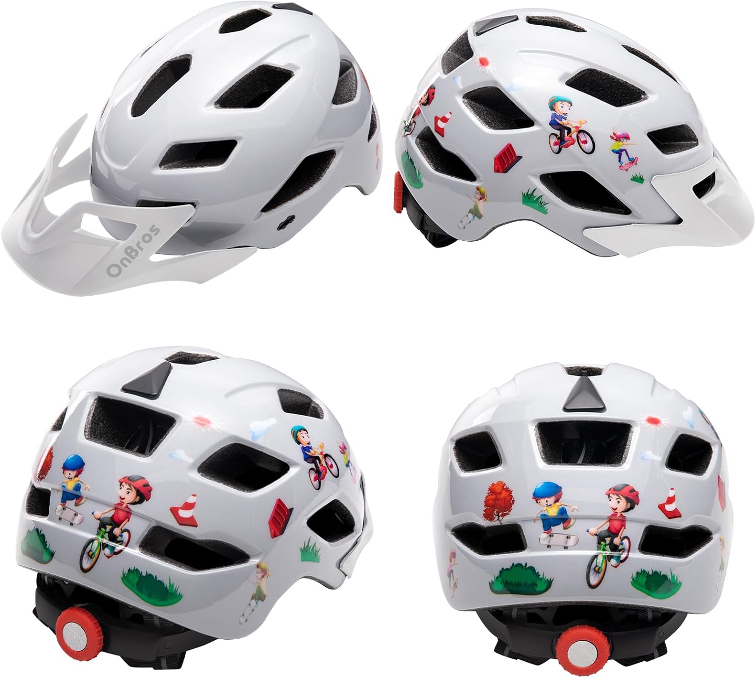 Detalle de OnBros Kinderfahrradhelm mit Visier (CE EN1078), 50–57 cm – für Mädchen und Jungen 5–13 Jahre