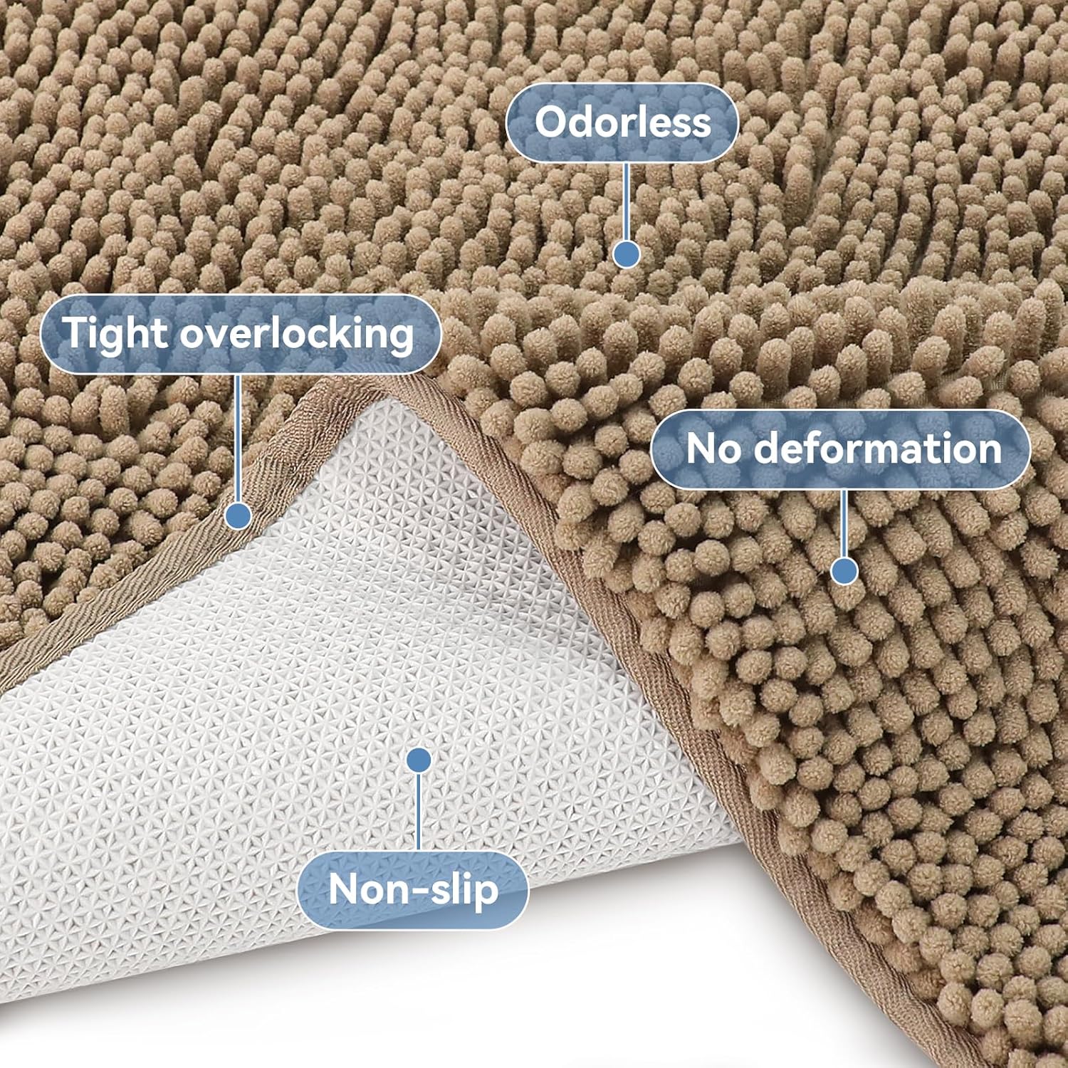 Thumbnail 3 de Bcoimo Bathroom Rugs 24x17: Non-Slip, High-Absorbency Bath Mat with Rubber Backing