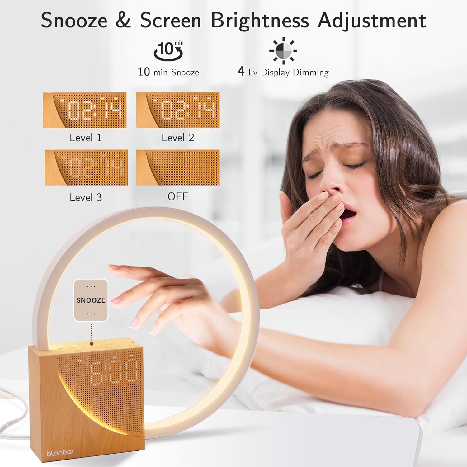 Thumbnail 1 de blonbar 10W Nachttischlampe mit Wake Up Licht – Schlafhilfe, Dual-Wecker und USB-Ladeanschlüsse