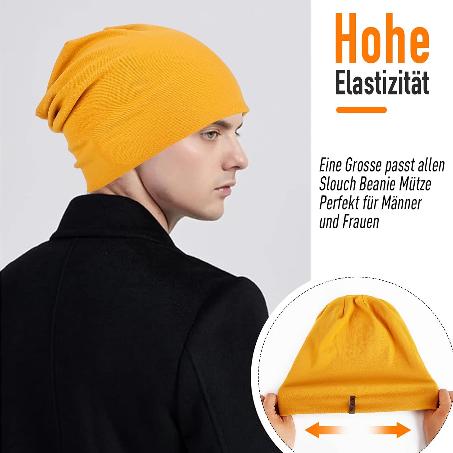 Thumbnail 2 de Slouch Beanie Mütze Baumwolle 29 cm