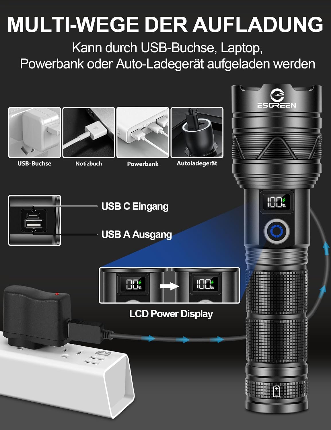 Thumbnail 5 de Esgreen ED0330 Taschenlampe 500000 Lumen