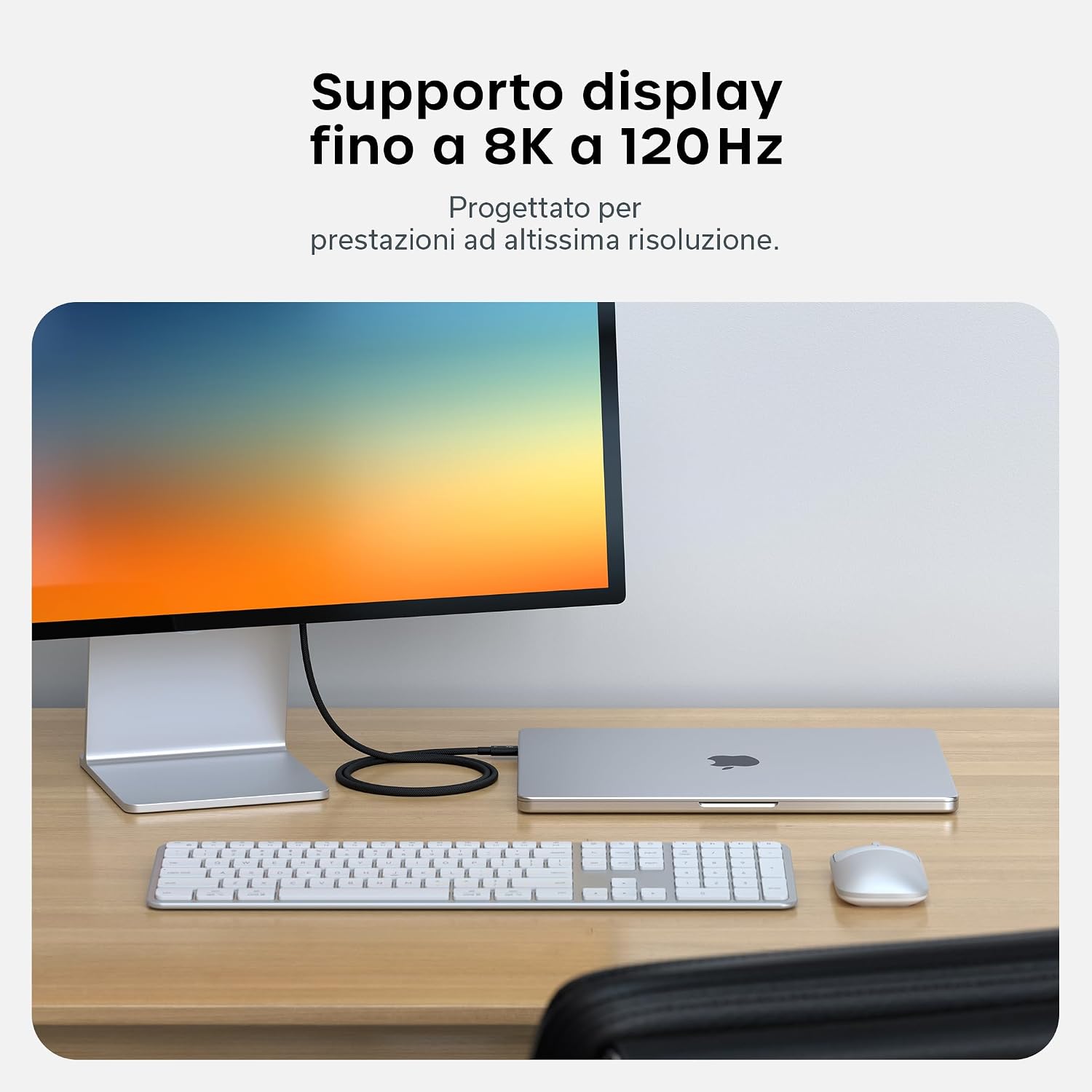 Detalle 1 de Satechi Cavo Thunderbolt 5 Certificato 240W: 120Gbps, doppio 8K@60Hz e triplo 4K@144Hz