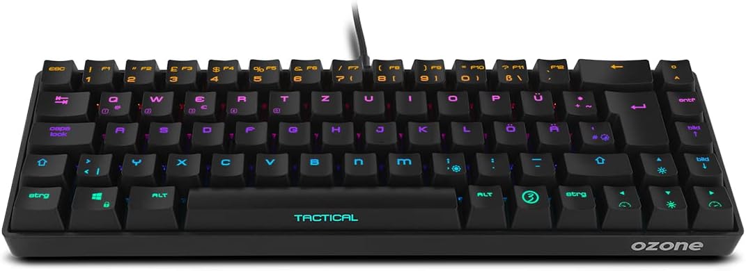 Thumbnail 4 de Ozone Gaming Gear Tactical Mini 65% mechanische Tastatur (Outemu Red) – Bluetooth & USB, DE-Layout, RGB, schwarz
