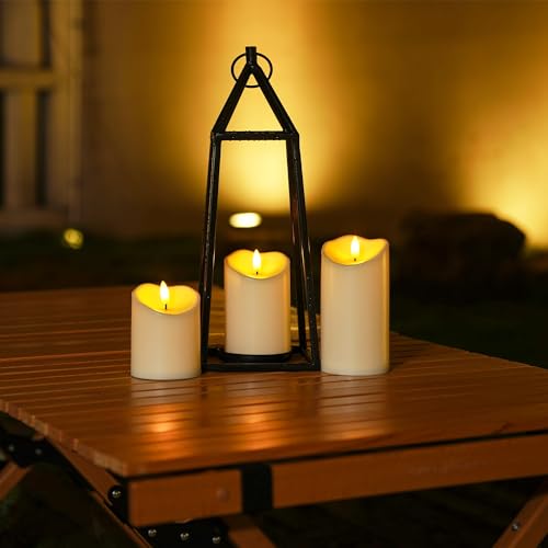Detalle de Homemory Outdoor-LED-Kerzen, 3er-Set mit Fernbedienung und Timer
