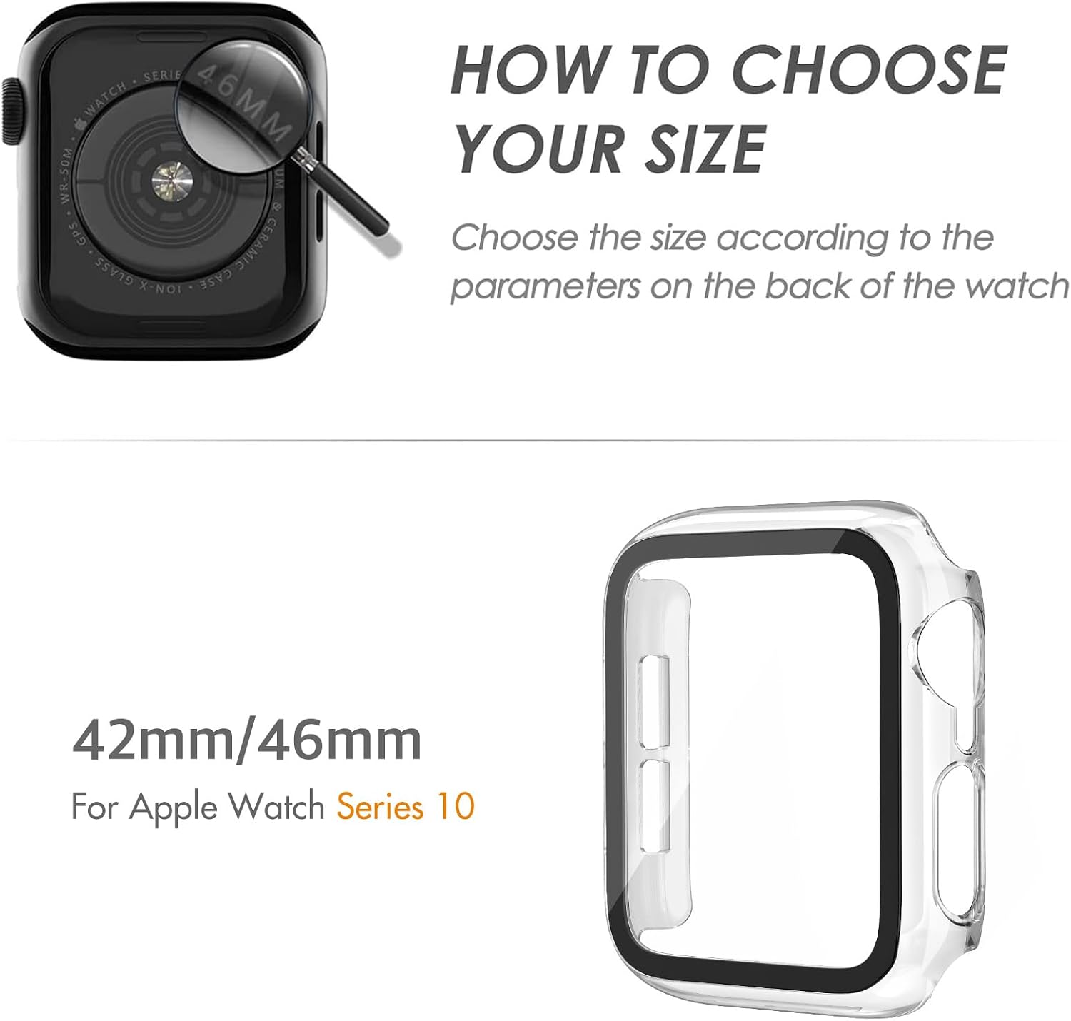 Detalle de Tuocal 2 Pack Hard PC Case with Screen Protector for Apple Watch Series 10 (46mm)