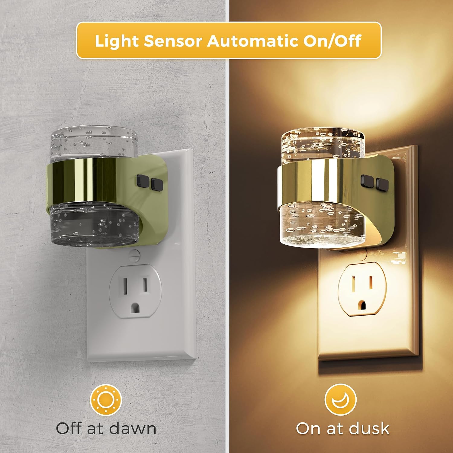 Detalle 2 de L LOHAS LED A-GY21508DGD3US-2 2-Pack Plug-In Night Lights, 3 CCT, Dusk-to-Dawn