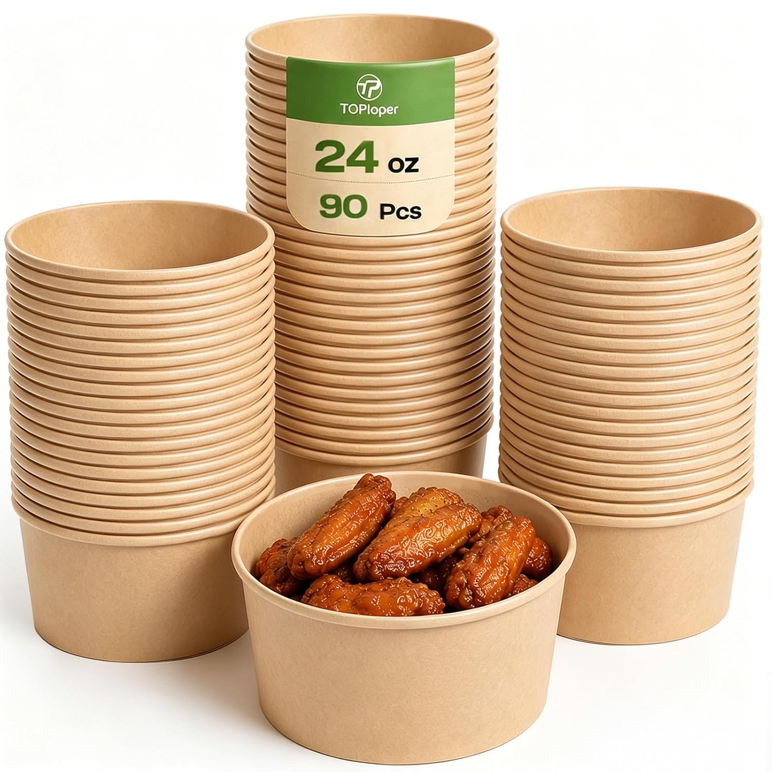 Thumbnail 6 de TOPtoper 50 Pack 30 oz Disposable Meal Prep Containers with Lids and Forks