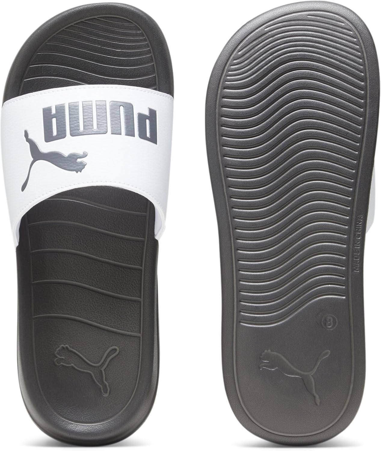 Detalle de PUMA Popcat 20 Sandales à enfiler – Unisex, White Dark Coal, 35.5 EU