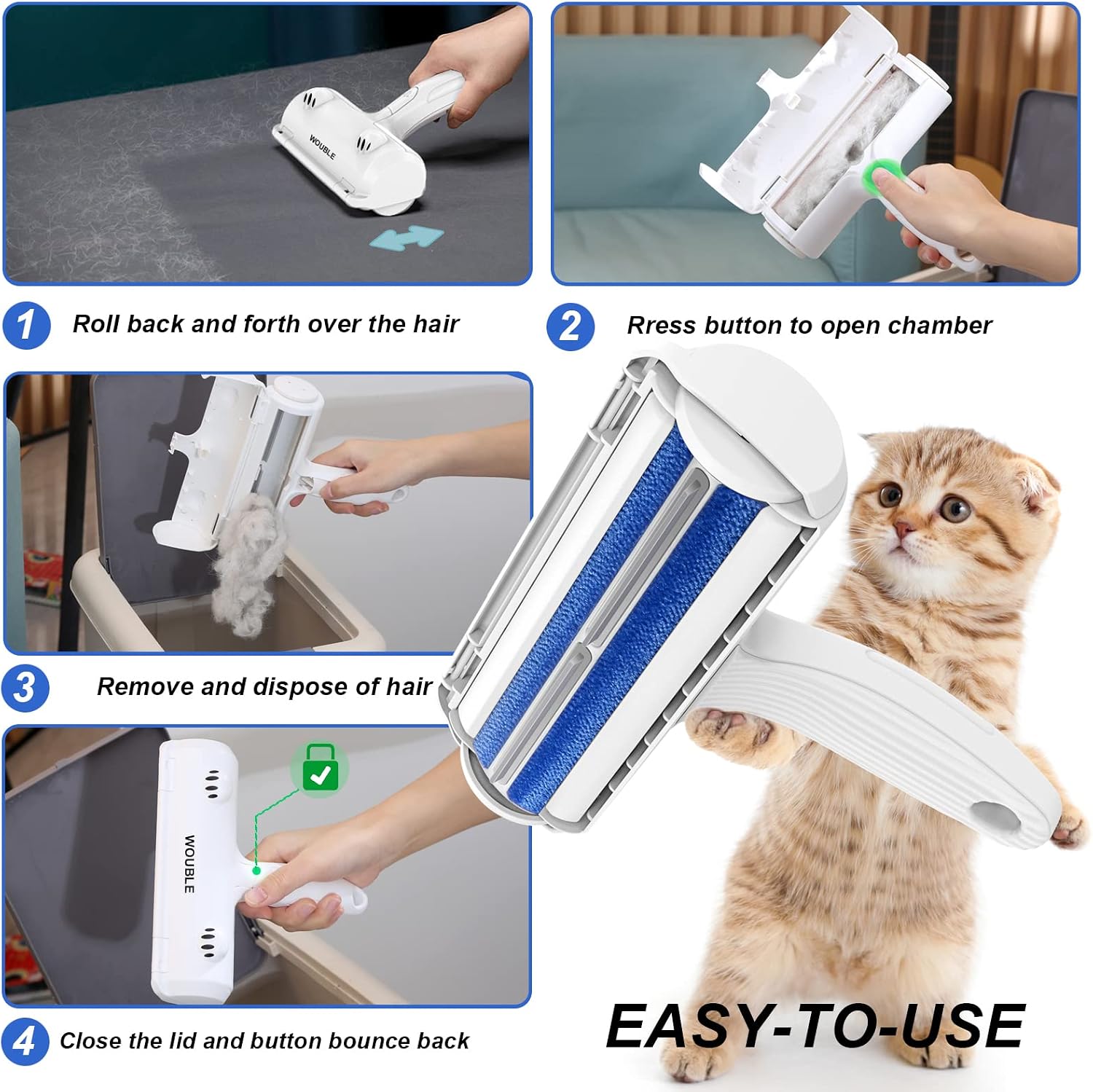 Detalle de Wouble Pet Hair Remover Roller: Reusable Brush for Dog and Cat Hair