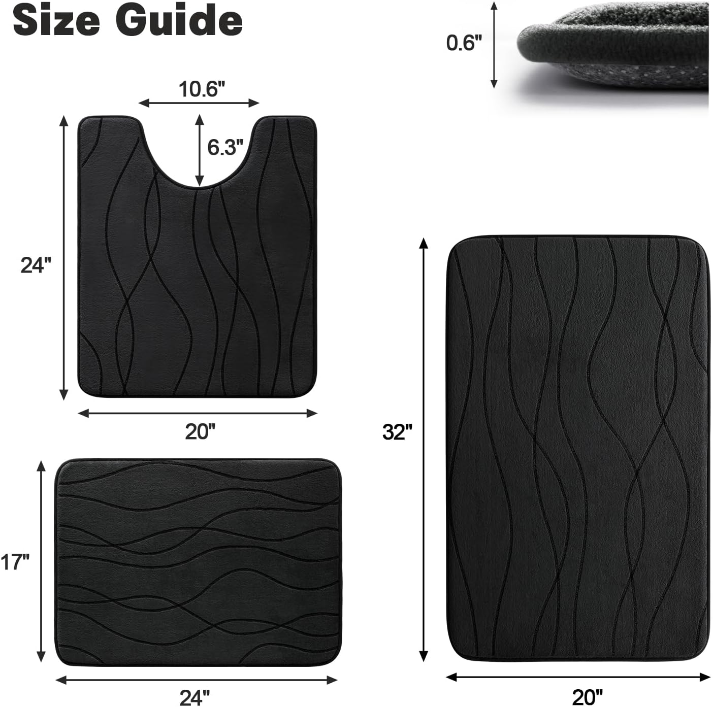 Detalle de YIHOUSE Bathroom Rug Set, Memory Foam