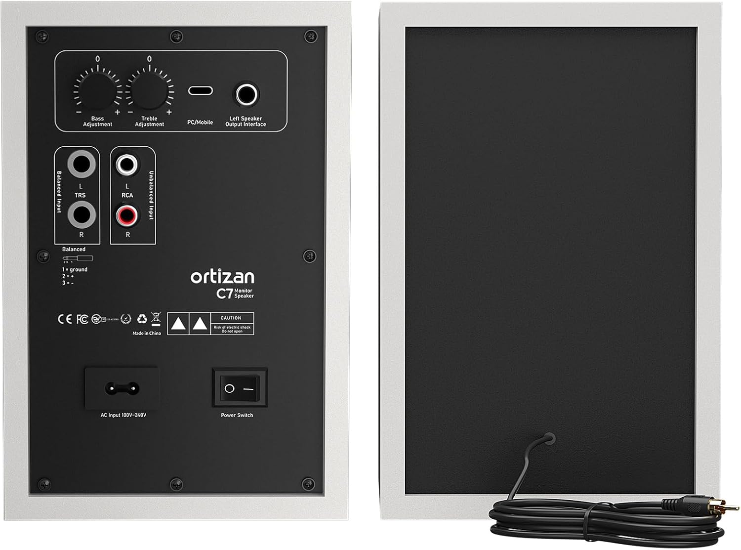 Detalle 2 de Ortizan C7 2.0 Studio Monitor Speakers, Bluetooth 5.3, White Pair