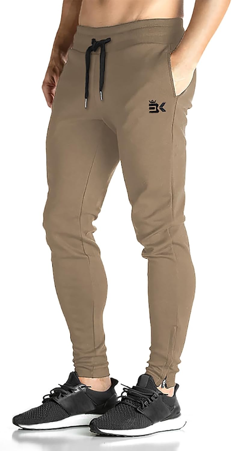 Detalle de BROKIG Mens Zip Gym Joggers Slim Fit Trousers