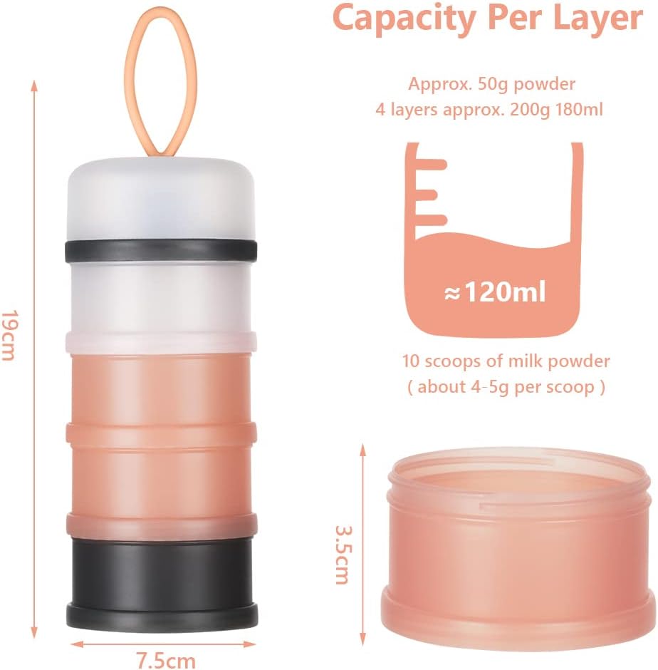 Thumbnail 1 de Vicloon Dosatore per Latte in Polvere a 4 Scomparti: pratico dispenser per viaggio e snack, grigio/rosa