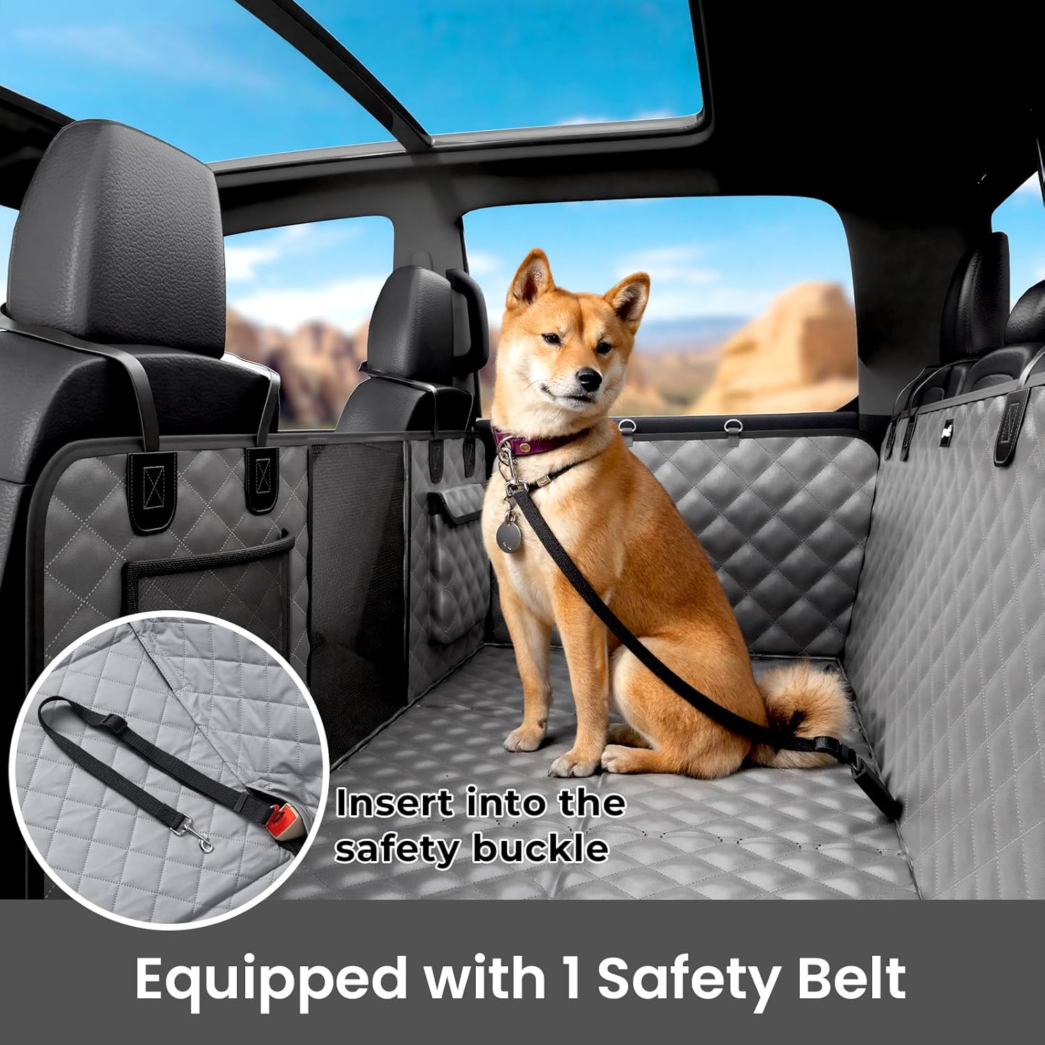 Thumbnail 6 de Pecute housse de protection de siège chien pour grandes voitures/camions 145×73 cm, gris