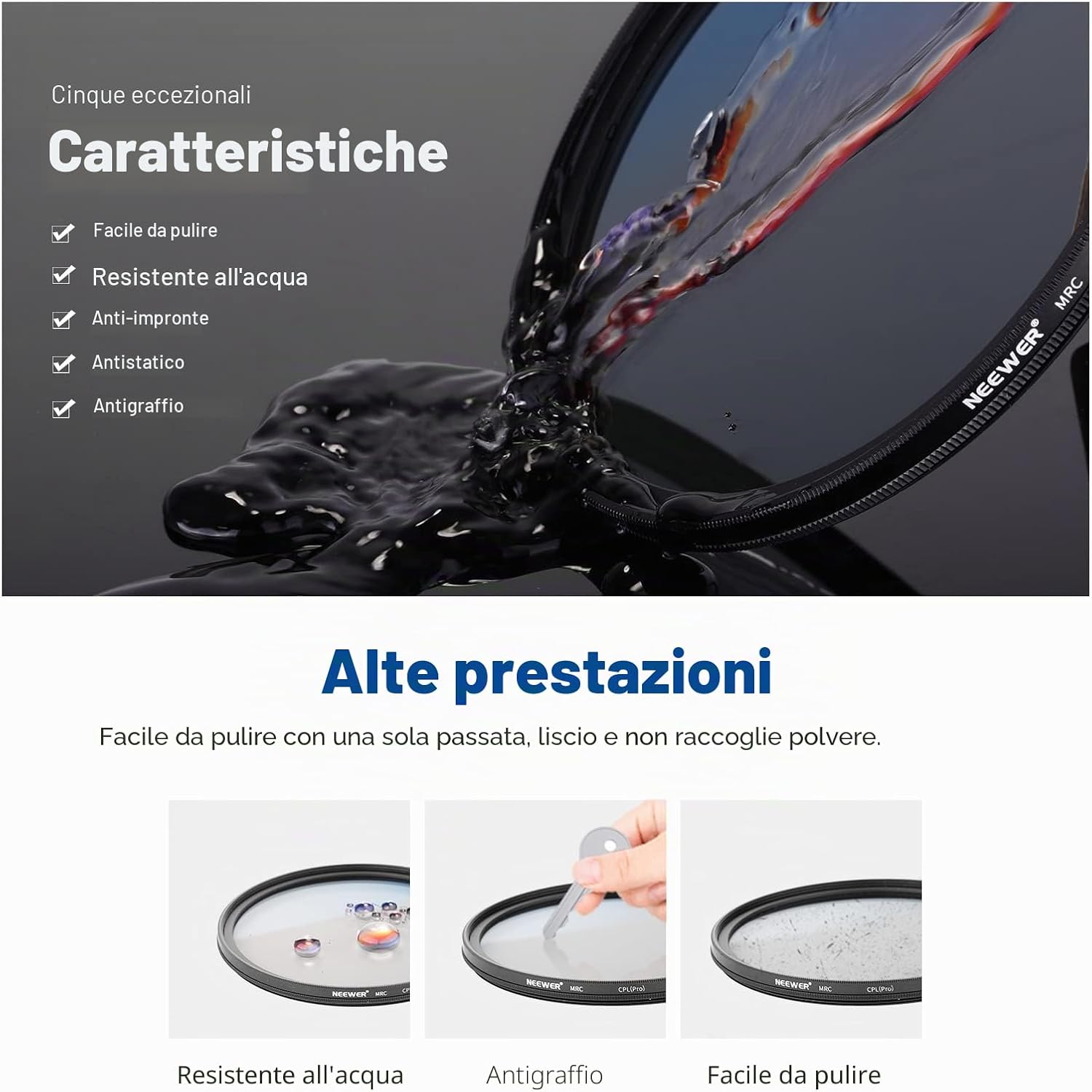 Thumbnail 4 de NEEWER Filtro Polarizzatore CPL 67mm – 30 strati, riflessi ridotti e colori naturali