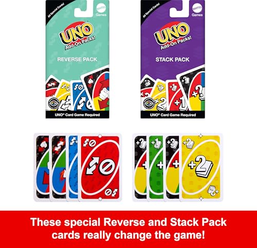 Detalle de Mattel Games UNO Card Game with 2 Add On Packs and Storage Tin