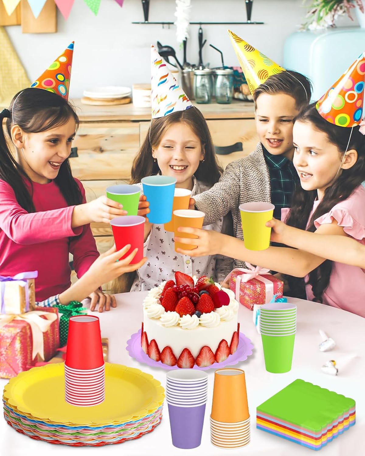 Thumbnail 5 de ZblPyro Bunte Partygeschirr-Set für 40 Gäste – 120-tlg. Komplett-Set in 8 Farben