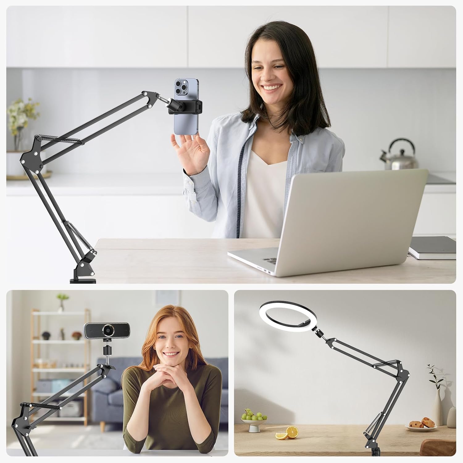 Thumbnail 4 de UBeesize Overhead-Stativ fürs Handy mit flexiblem Gelenkarm und Tischklemme