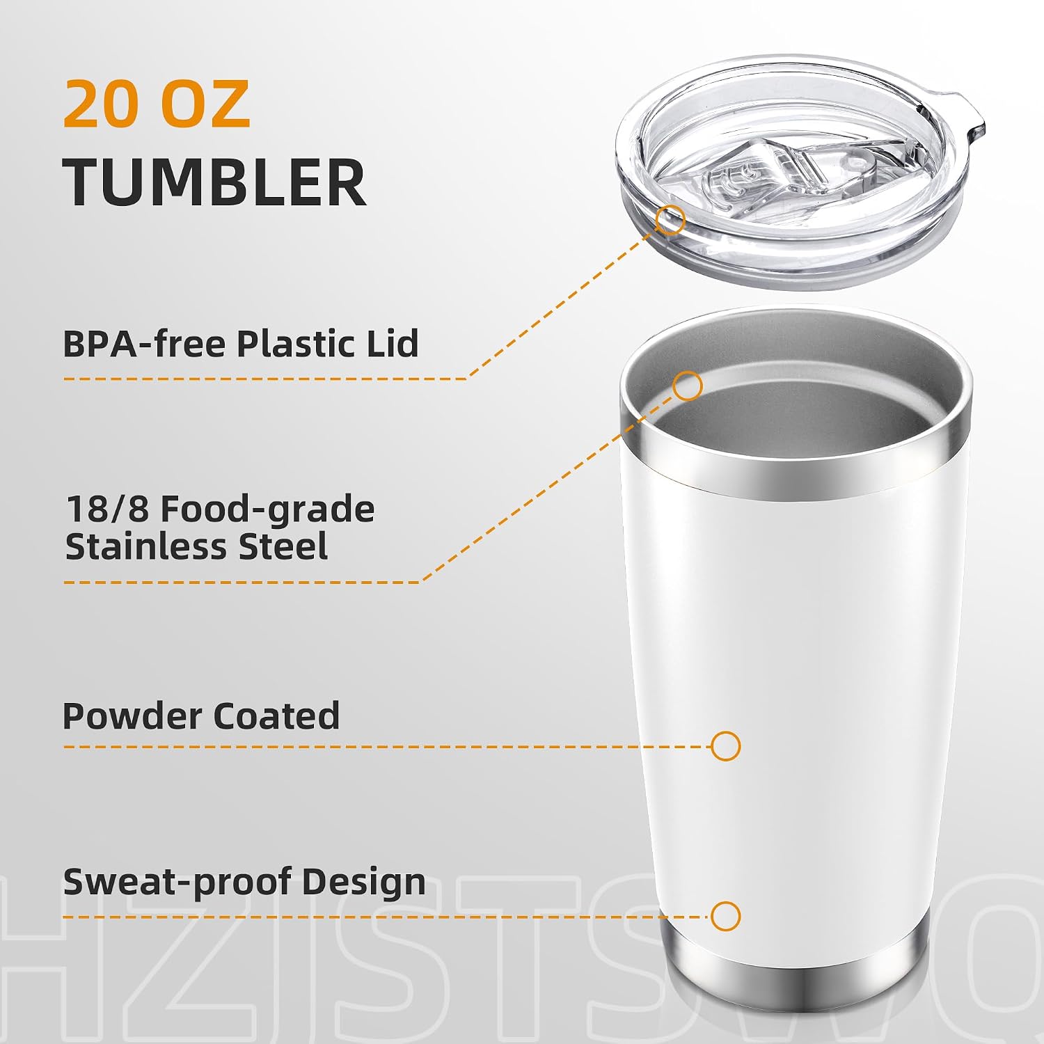 Detalle de HZJSTSWQ Stainless Steel Tumbler, 20 oz