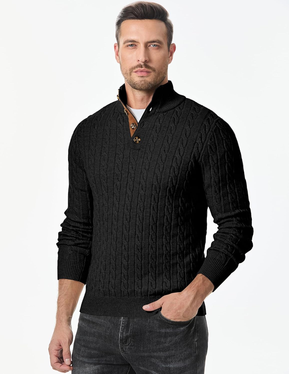 Thumbnail 6 de JMIERR Men's Cable Knit Pullover Sweater 1️⃣0️⃣0% Cozy