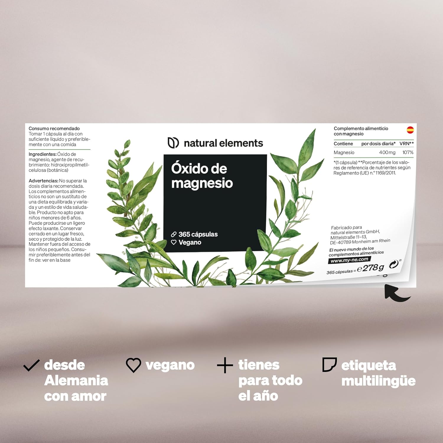 Thumbnail 5 de Magnesio – 365 cápsulas veganas de alta dosificación 💊