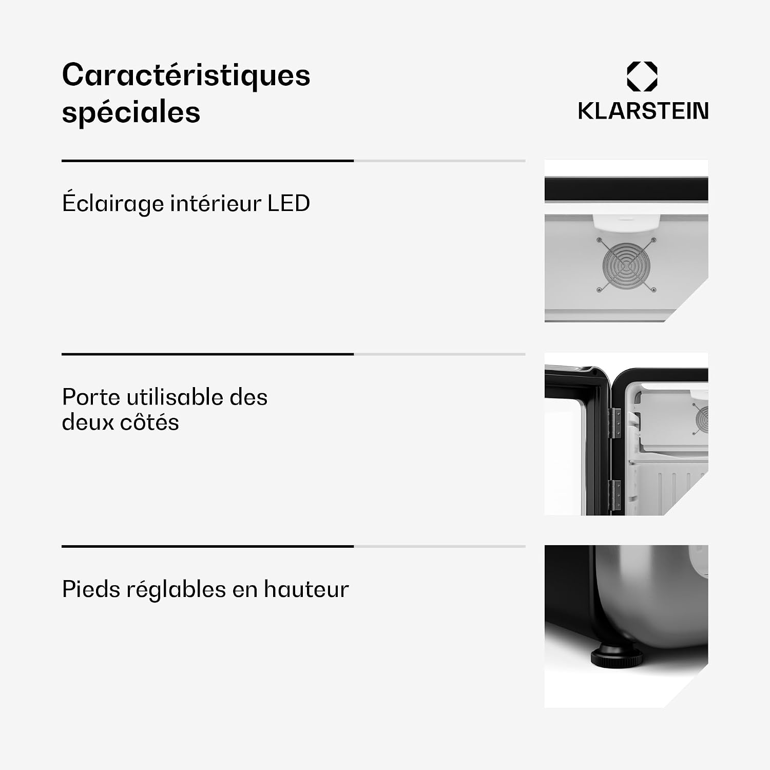 Detalle 2 de Klarstein Audrey Evo 10046632 drankenkoelkast 45 l, dubbele beglazing en ledverlichting