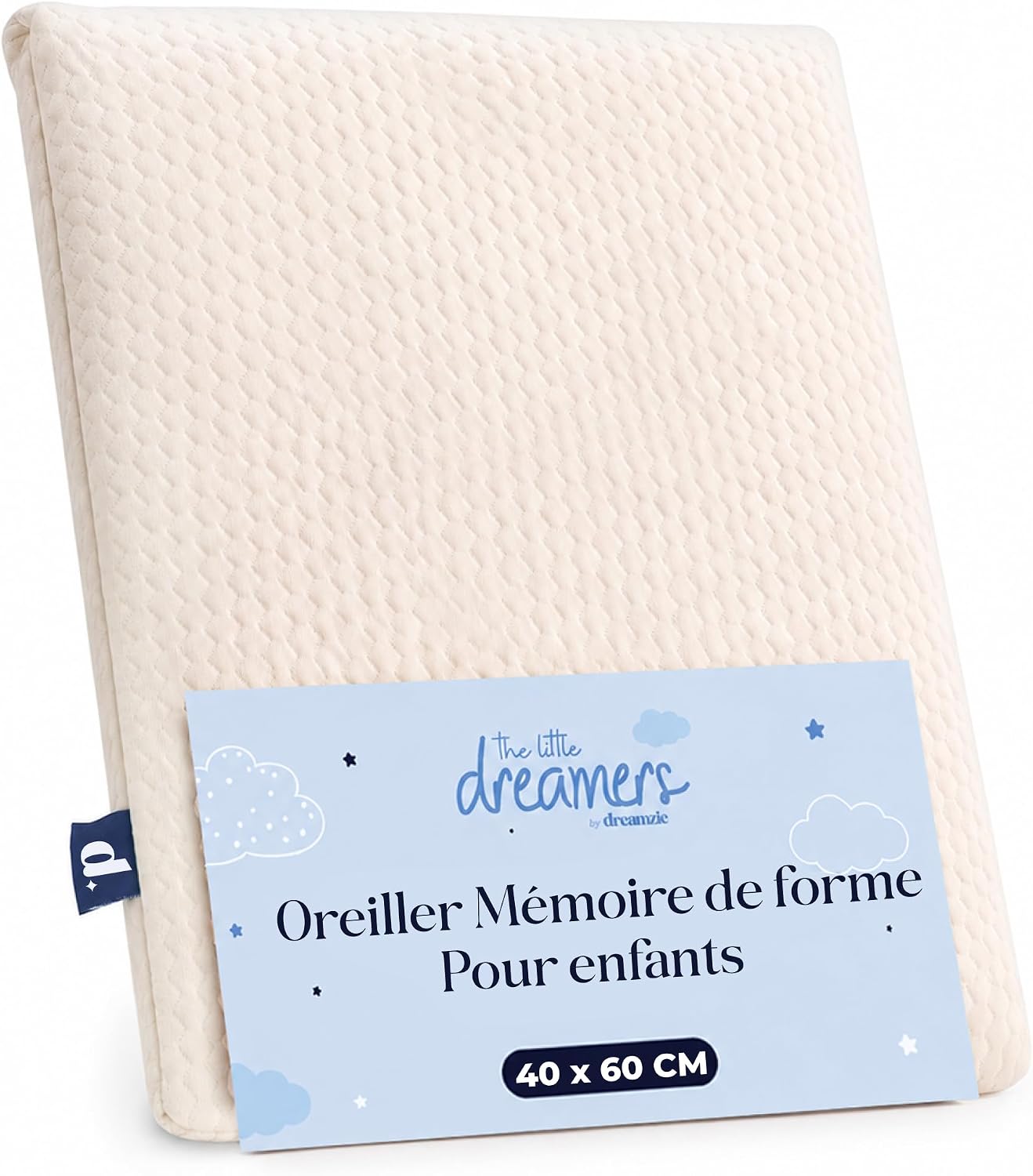 Detalle de Dreamzie Oreiller Enfant Mémoire de Forme 40x60 cm (Épaisseur 6 cm) – Oeko-TEX, pour plus de 3 ans