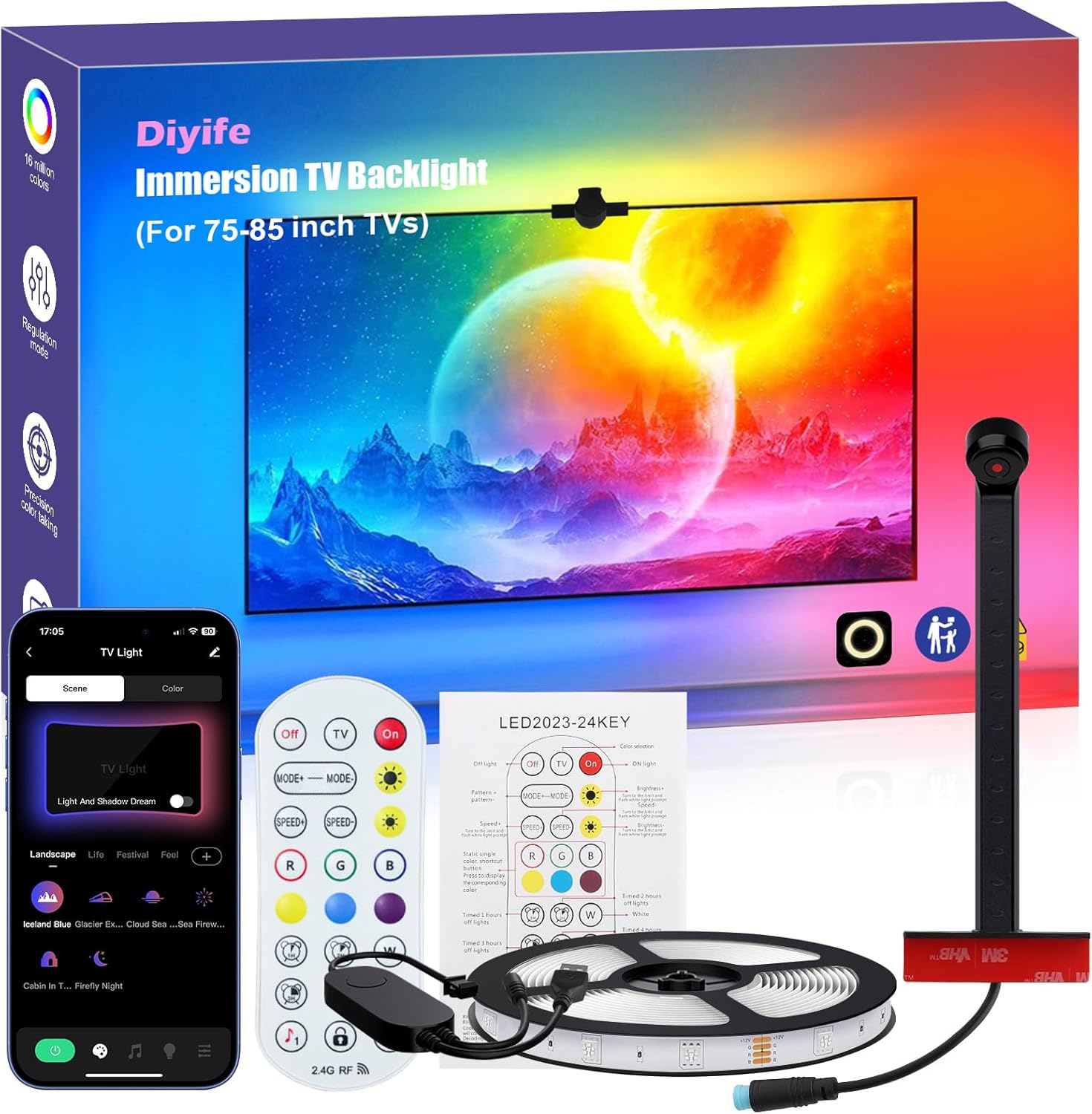 Thumbnail 6 de Diyife Tira LED 4M para TV 50-60"
