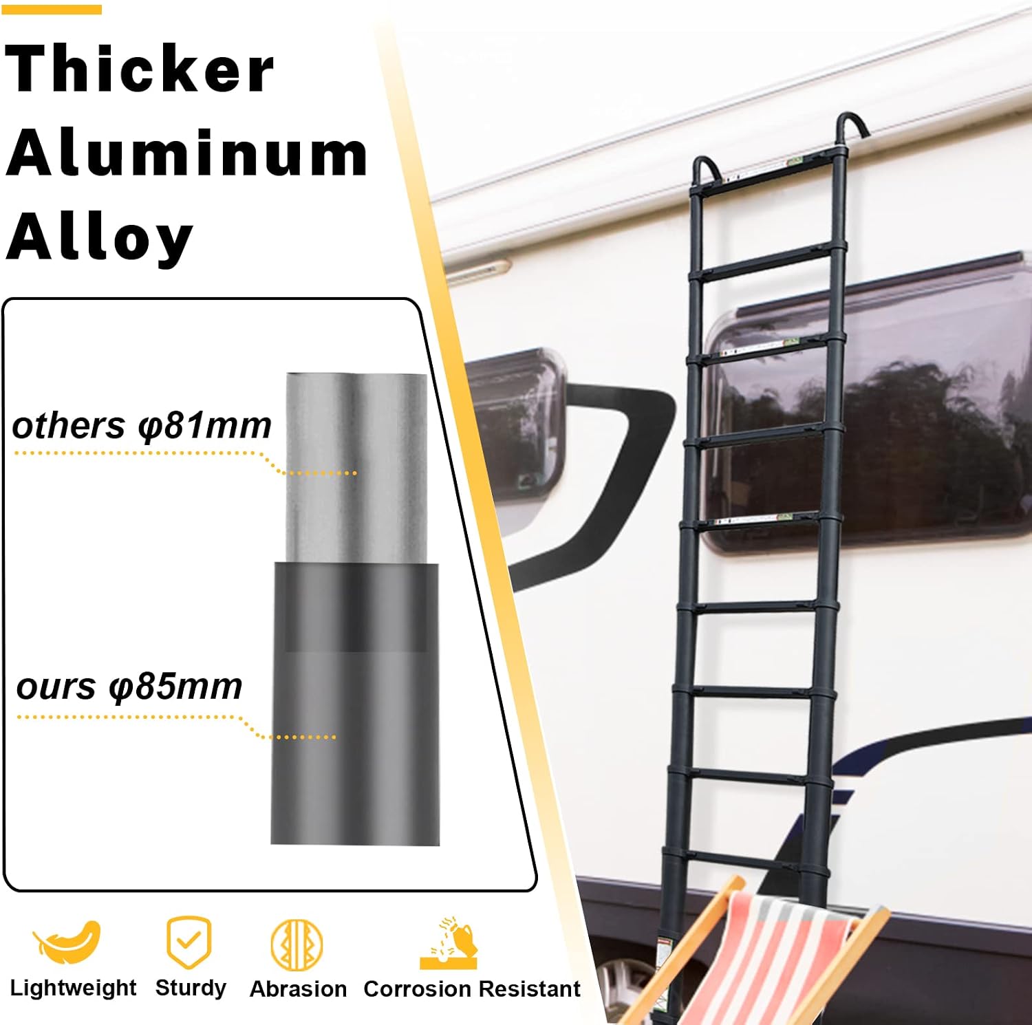 Detalle 2 de RIKADE GGT-062 Telescoping Ladder, 20.3 ft Aluminum with Hooks