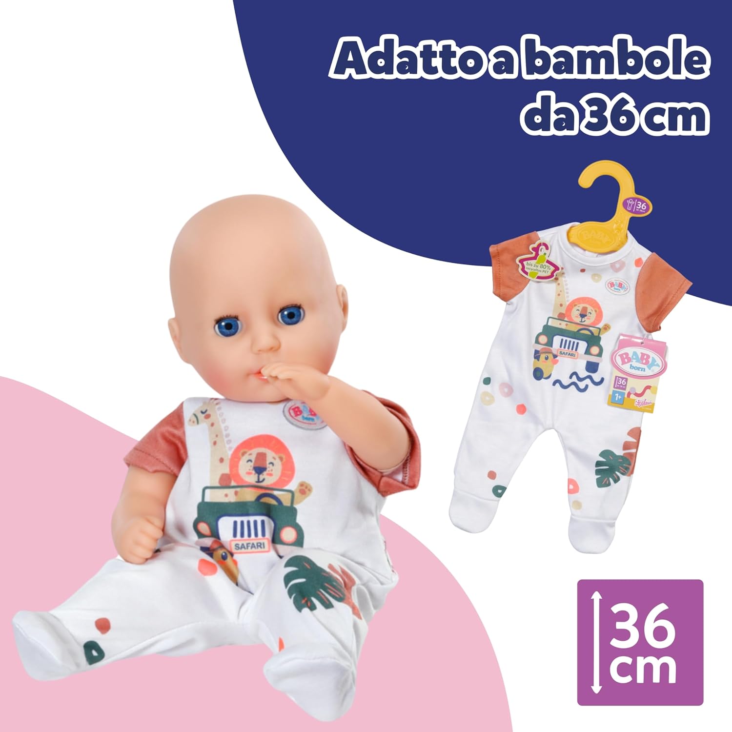 Detalle 2 de Baby born tutina con motivo giungla e maniche corte, per bambole da 36 cm