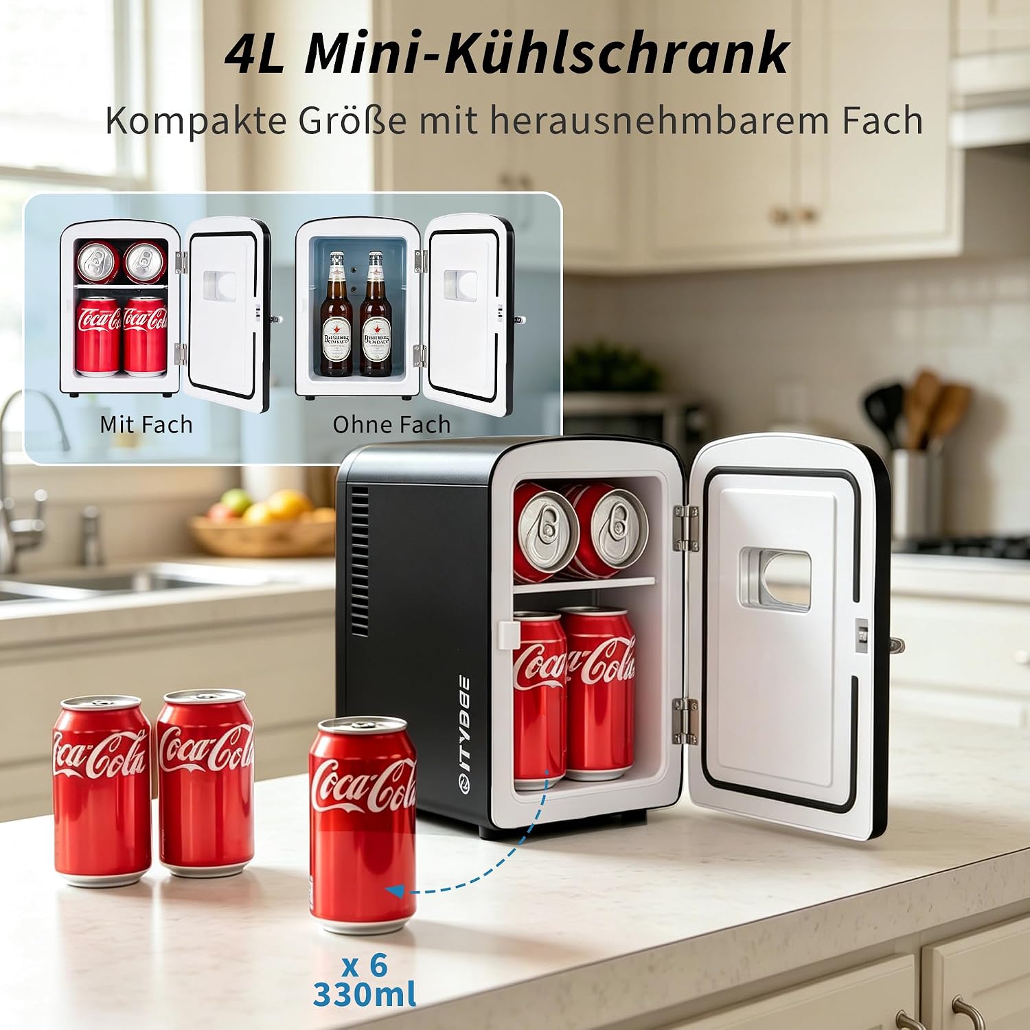 Detalle de Citybee Mini Kühlschrank – 4L Kompakt mit Kühl- und Heizfunktion