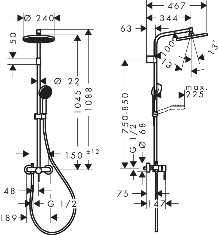 Detalle de hansgrohe Activera S 28875000 – zestaw prysznicowy EcoSmart z deszczownicą 240 mm