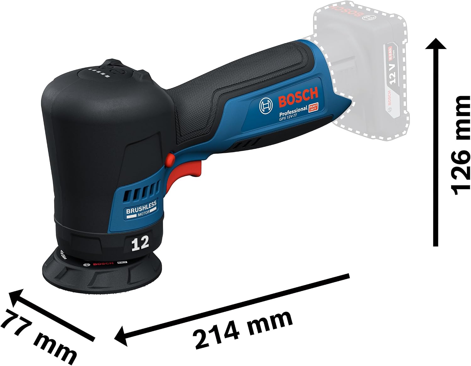 Thumbnail 4 de Bosch Professional 12V System Akku-Polierer GPX 12V-77 mit 77-mm-Klett-Stützteller