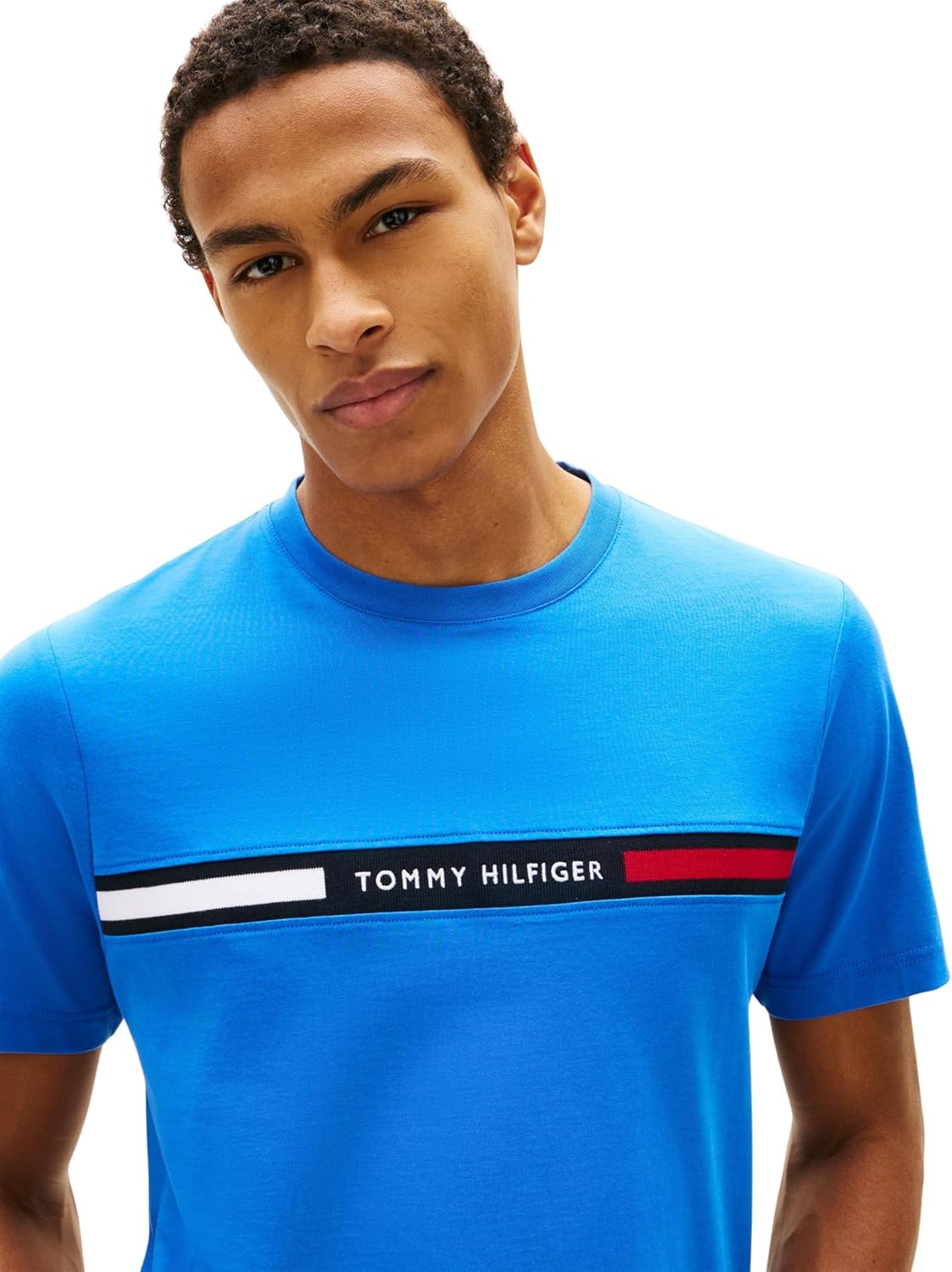 Detalle 2 de Tommy Hilfiger Herren T-Shirt Kurzarm Rundhalsausschnitt – schlichtes Basic mit Label