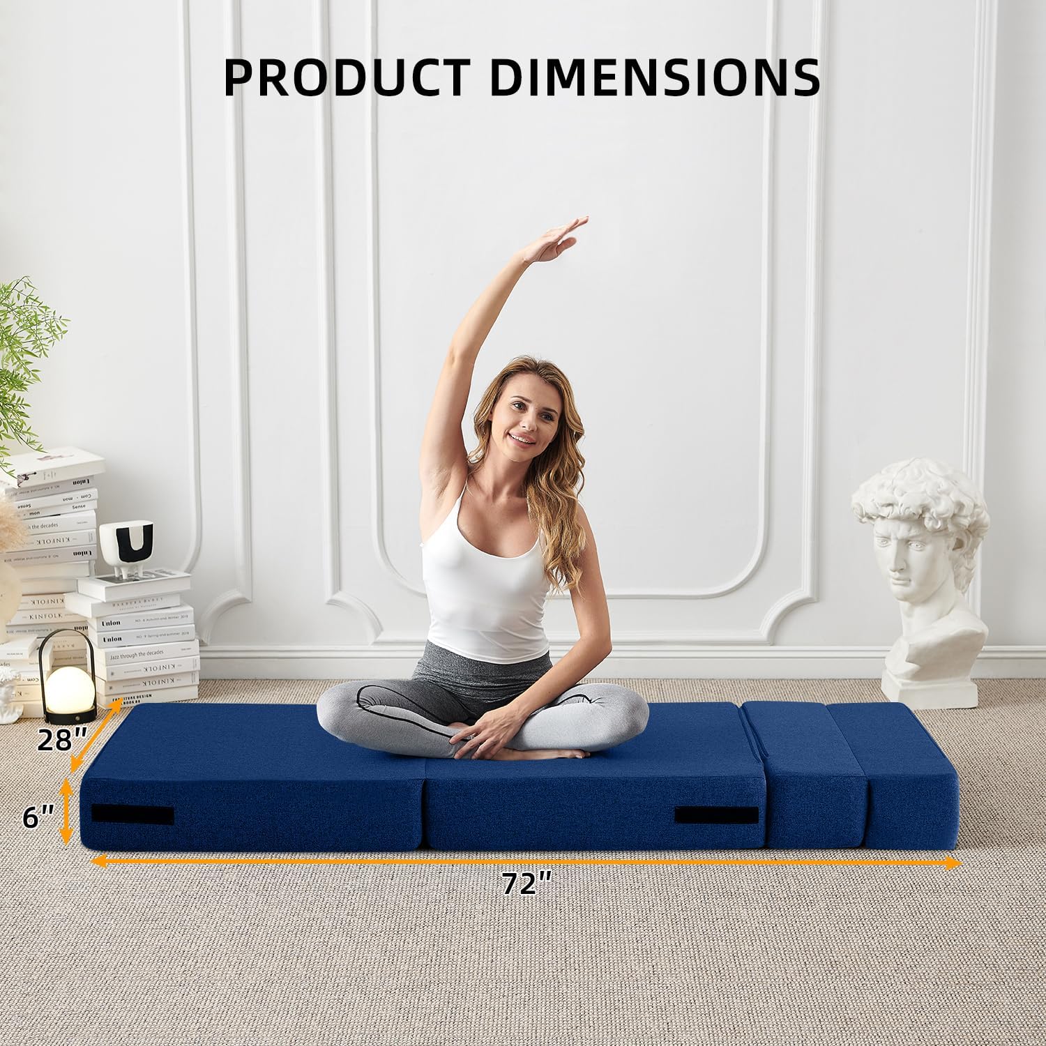 Thumbnail 1 de FILUXE FI SOFA Folding Sofa Bed, Twin, Navy Blue with Lumbar Pillow