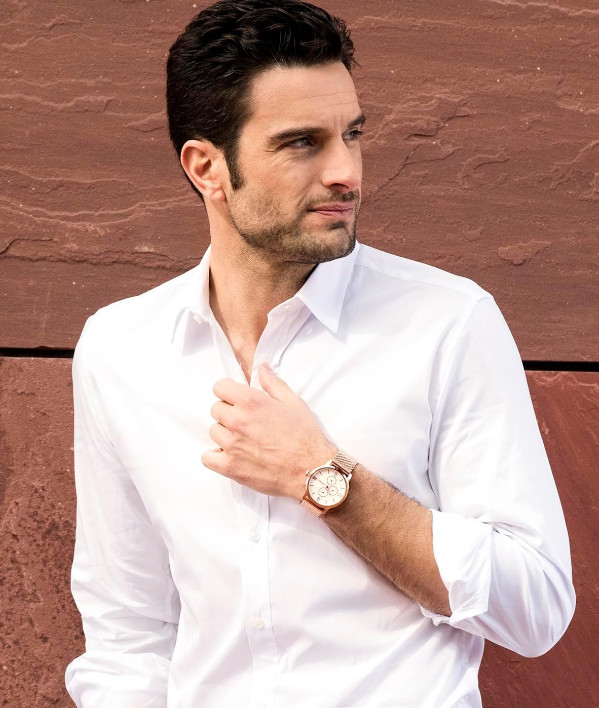 Detalle de Orphelia OR22970717 – Montre Homme Quartz Analogique, bracelet acier inoxydable Or et Rose