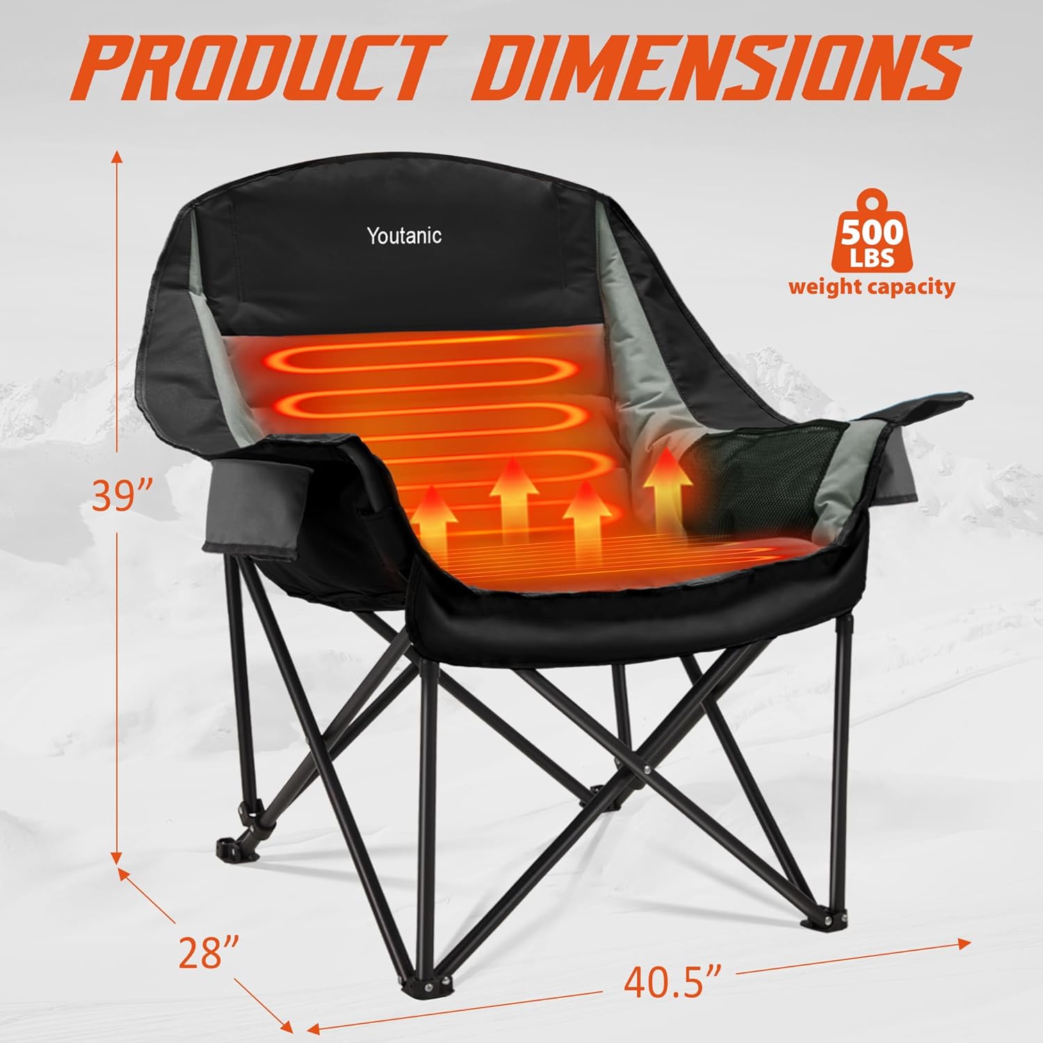 Thumbnail 2 de Youtanic Heated Camping Chair 500 lbs 🔥🏕