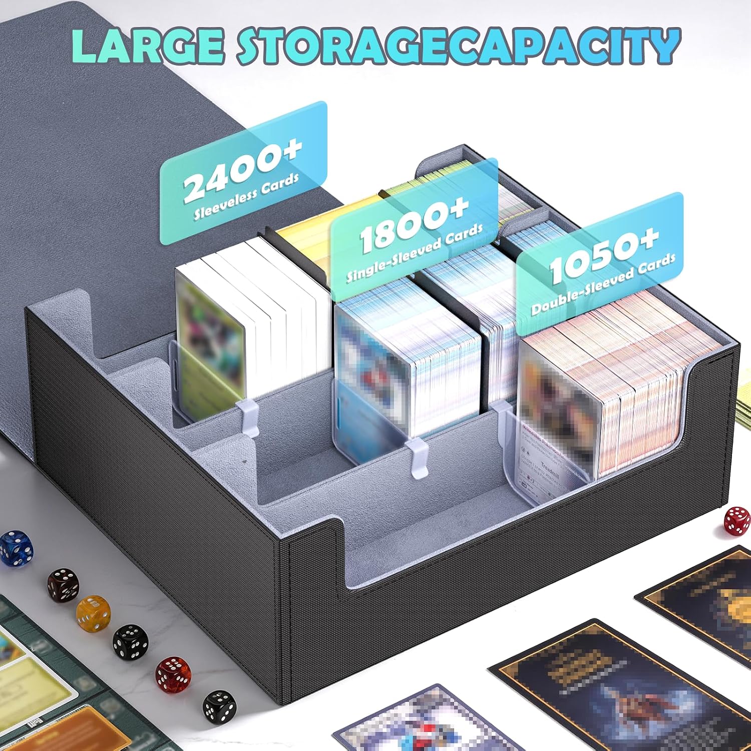 Detalle de Dayacoco Card Deck Box: Premium 2400+ Card Storage in PU Leather