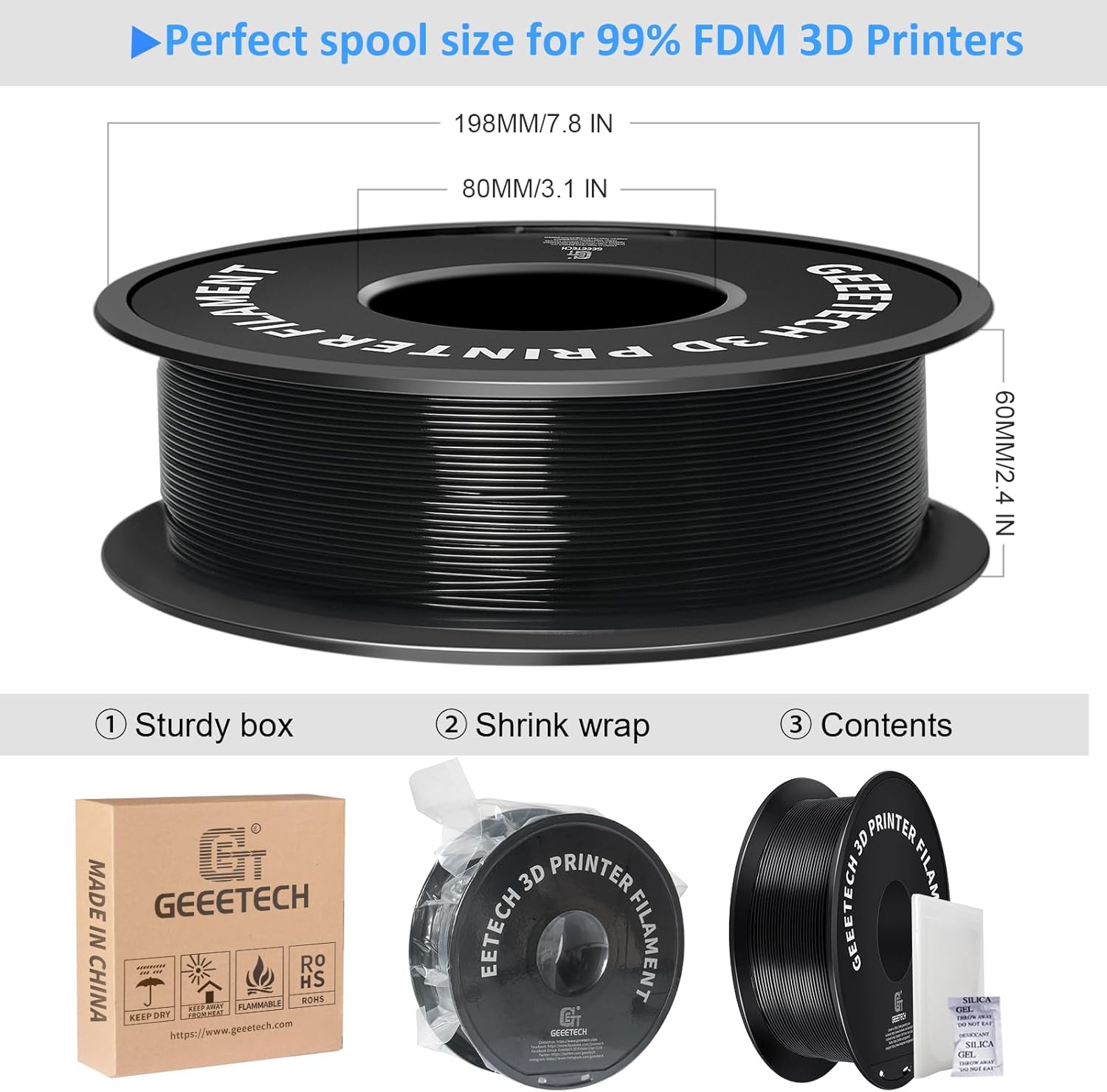 Thumbnail 5 de GEEETECH Filament PLA 1 kg für 3D-Druck
