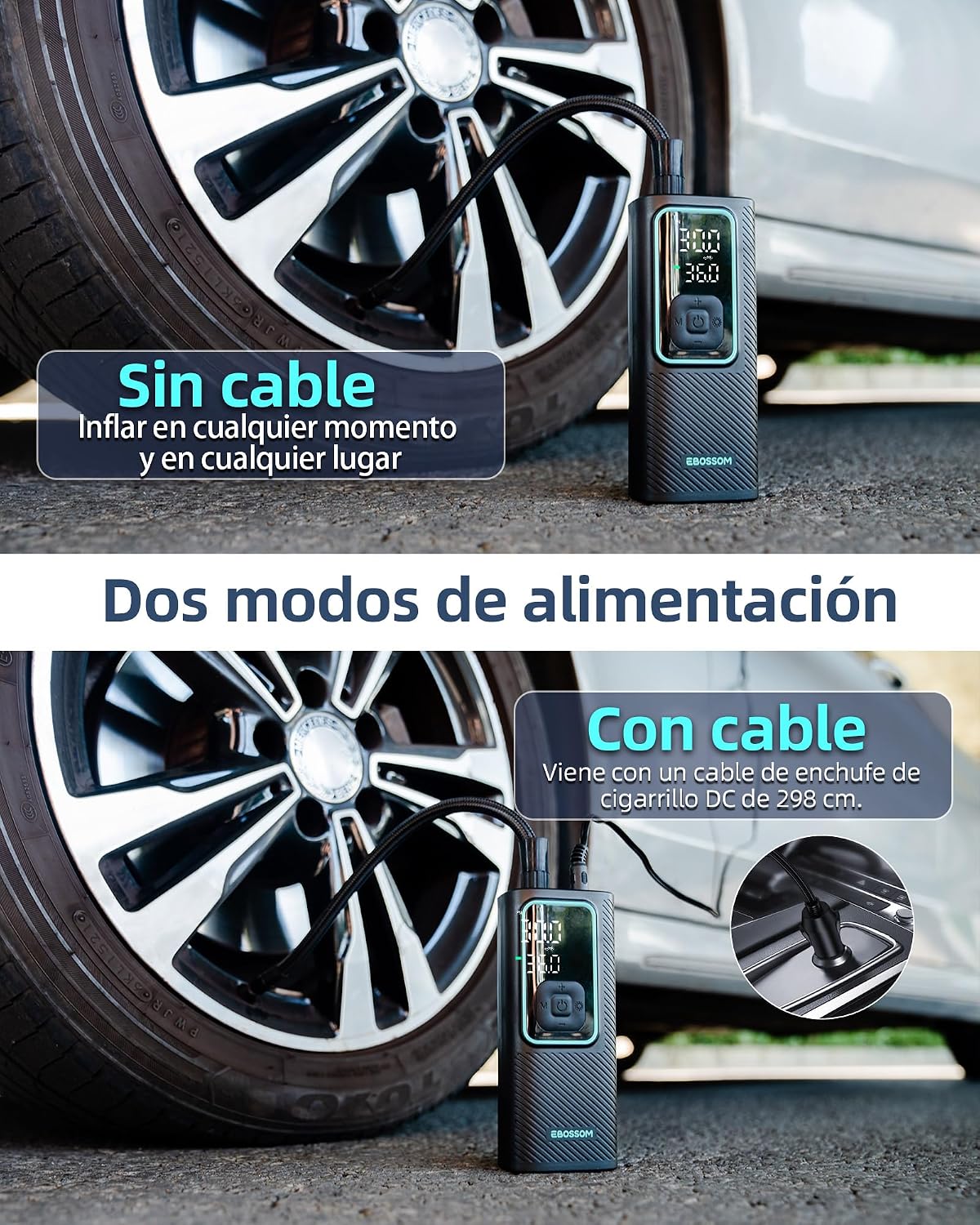 Detalle de Compresor EBOSSOM I7 10,3 Bar 6000 mAh