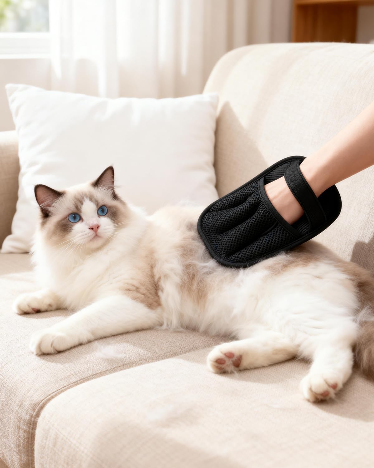 Detalle 2 de Guanti per la rimozione dei peli di animali JIMYIU (Confezione da 2) – Riutilizzabili e lavabili, per cani e gatti