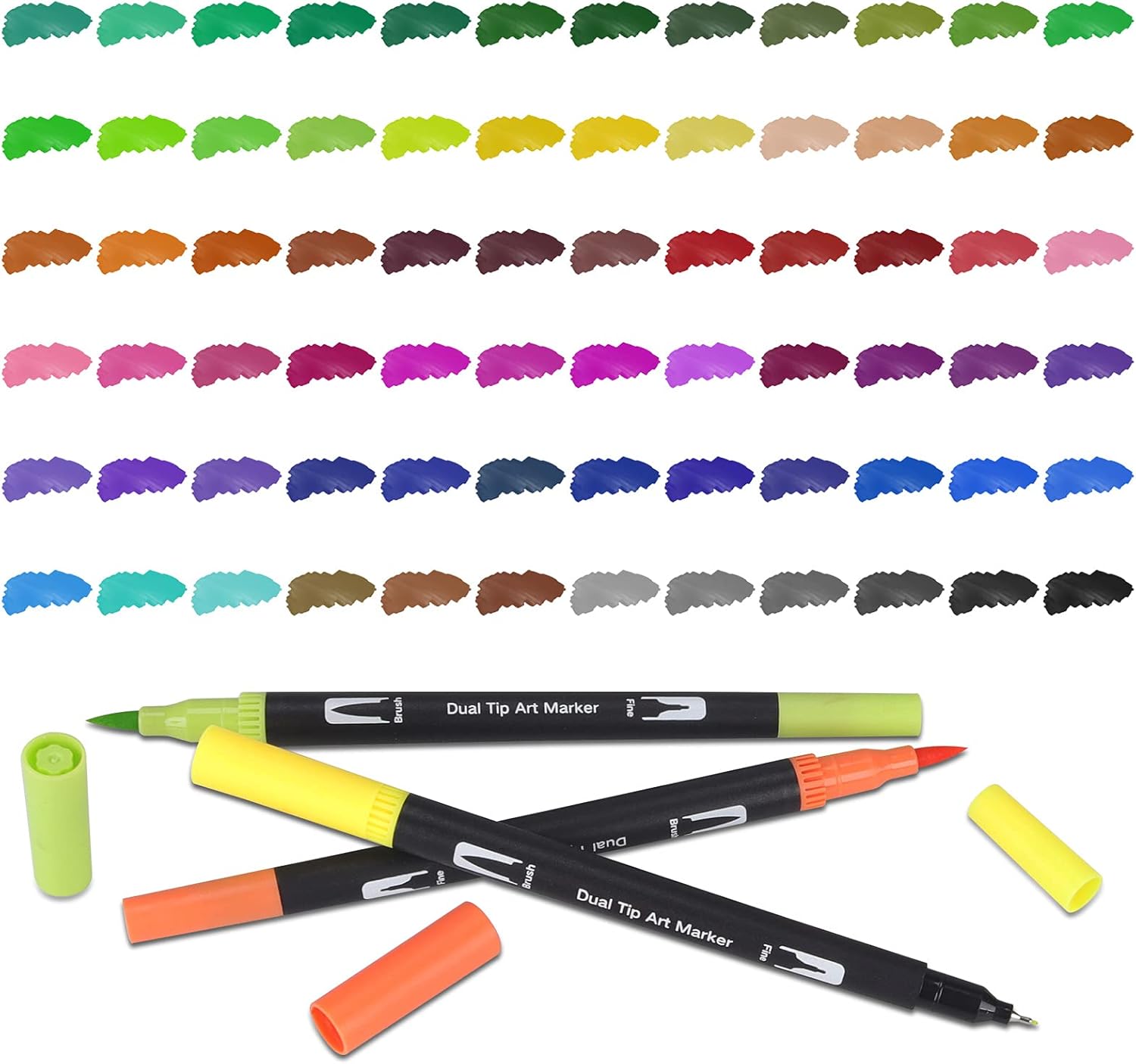Detalle de wonsar Dual Brush Pen Set – 72 Farben mit 0,4 mm Fineliner- und 1–2 mm Pinselspitze