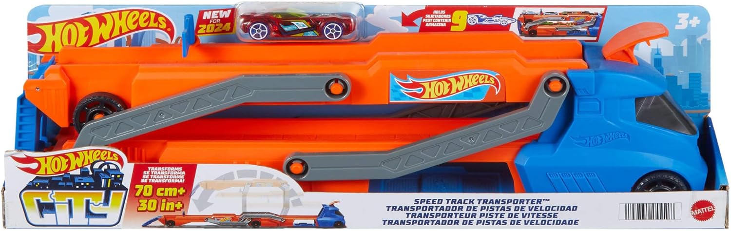 Thumbnail 5 de Hot Wheels Transporteur de Piste de Vitesse HYT83 — Coffret avec Lanceur et espace de stockage pour 9 voitures 1/64
