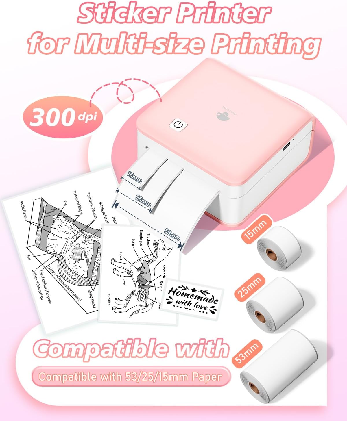 Thumbnail 3 de Phomemo P2S Mini Stampante Termica Bluetooth con carta adesiva, 300 dpi