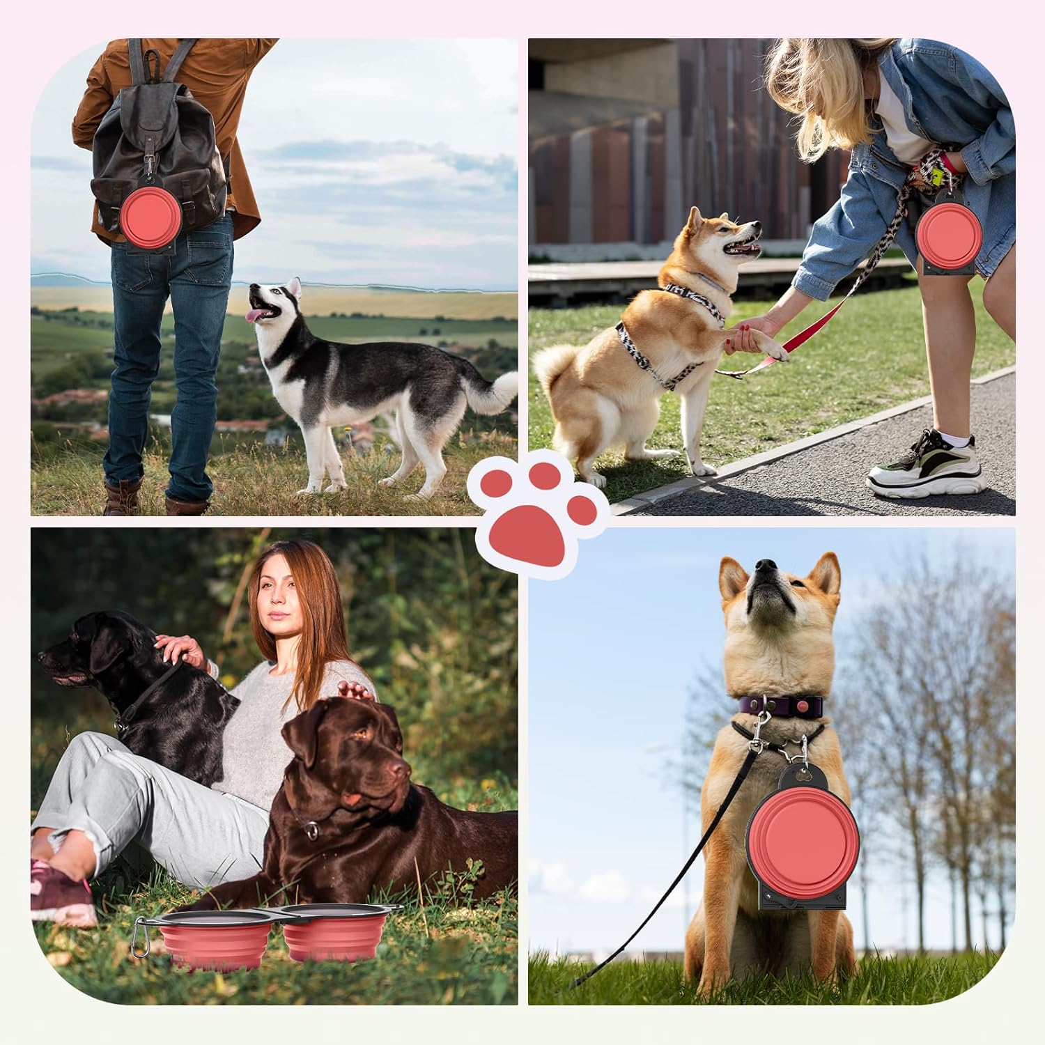 Thumbnail 6 de Pawaboo 2-in-1 Zusammenklappbare Hundenäpfe – kompakte Reise-Näpfe mit stabilem Doppel-Design