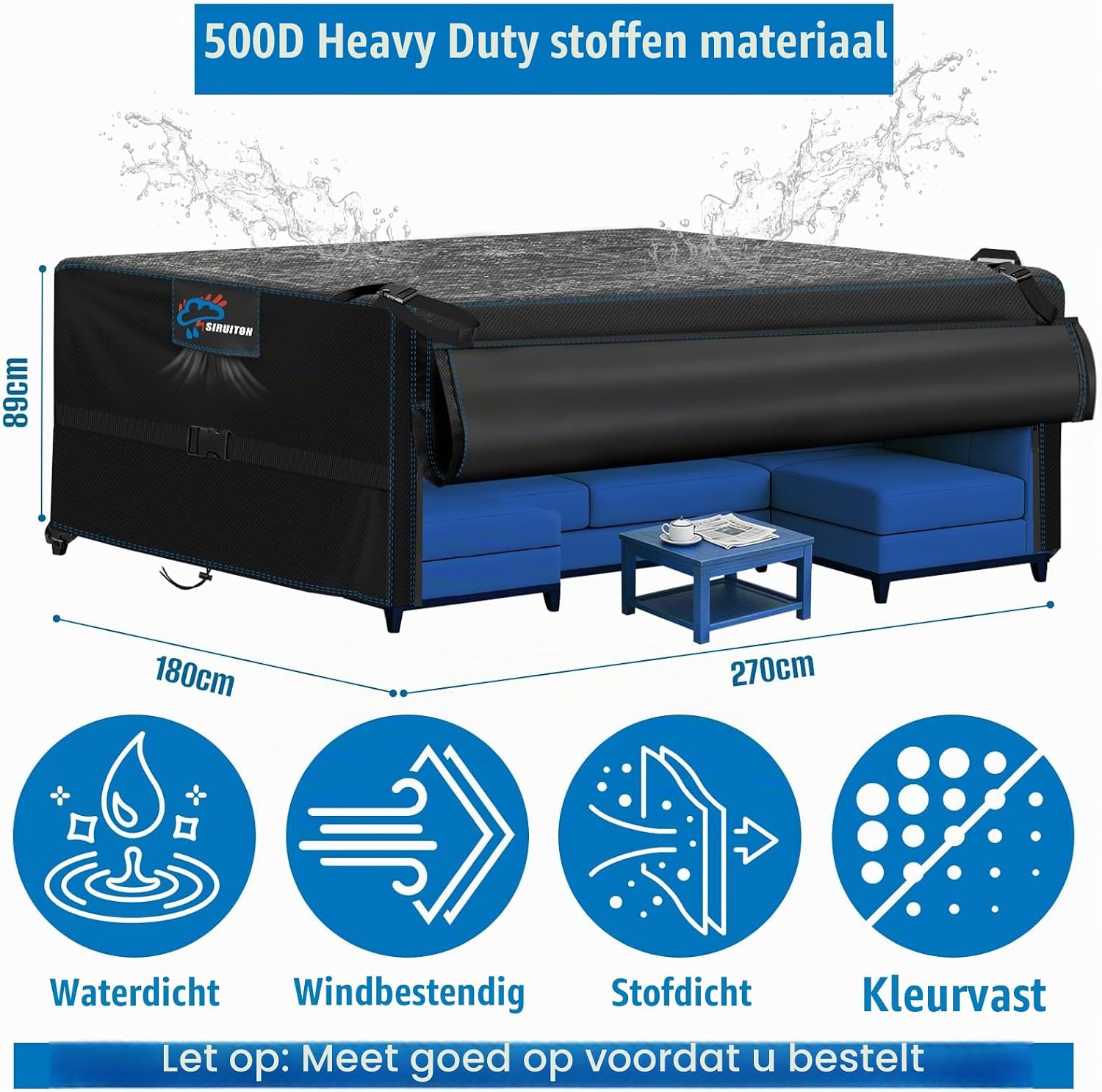 Detalle de SIRUITON AMK000528_270x180x89_S tuinmeubelhoes 500D Oxford met rits