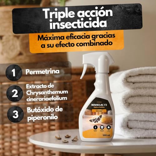 Detalle de NOVACLAC F3 Mata Polillas – 500 ml: spray insecticida para interiores de Panteer